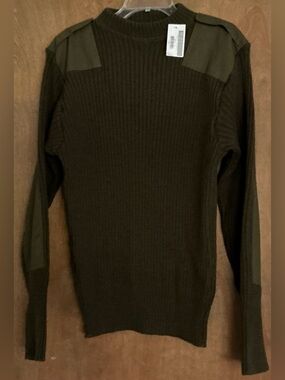 US Military DSCP Sweater Mens 42 Army Green Valor Collection Wool Commando NWT